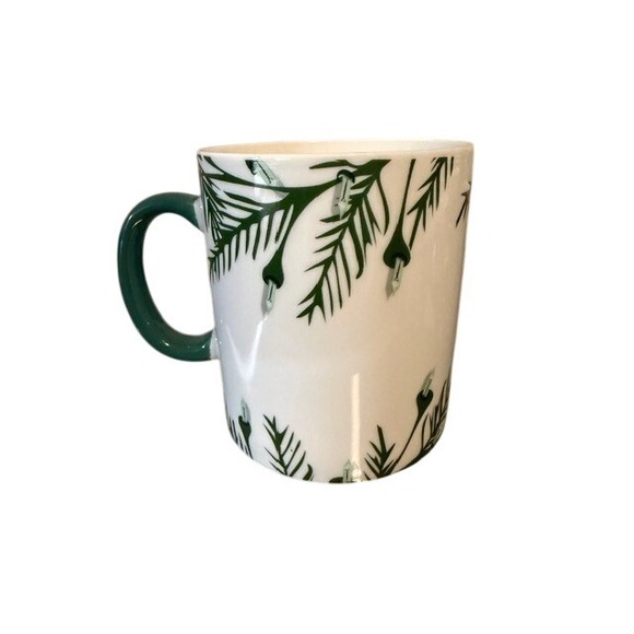 Starbucks White Green Christmas Tree Sprigs Lights Coffee Mug 26 oz 2020 - Picture 2 of 4